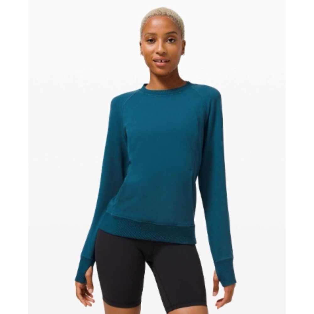 EUC Lululemon Scuba Crew Pullover Sweatshirt Blue Borealis 8